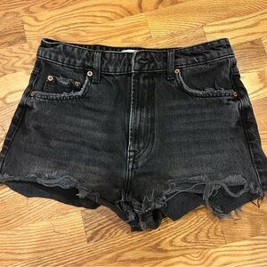 Zara high waisted black denim shorts size 4